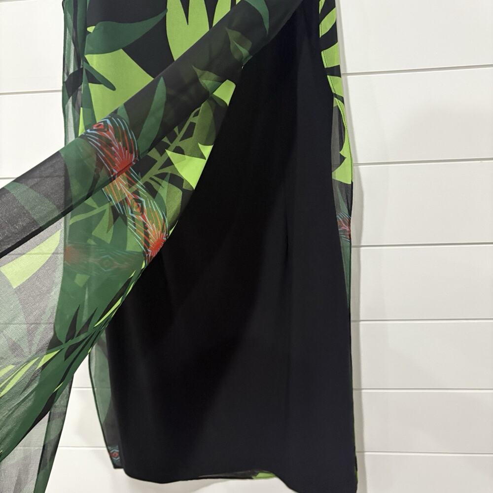 Joseph Ribkoff | Dress Sleeveless Tropical Knee Length Black Fern- Size 4 - Picture 4 of 8